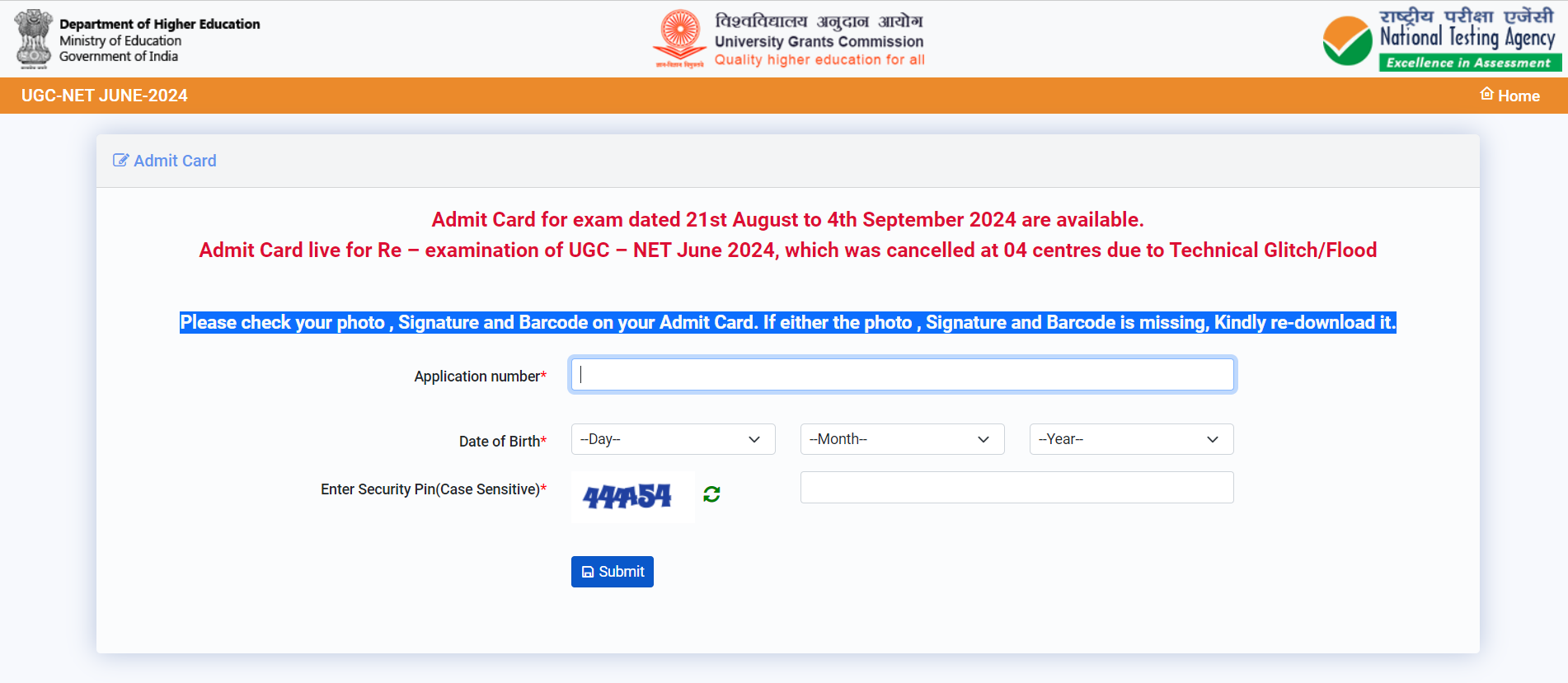 UGC NET June 2024: NTA Releases Hall Tickets for Re-Exams at Four Centres