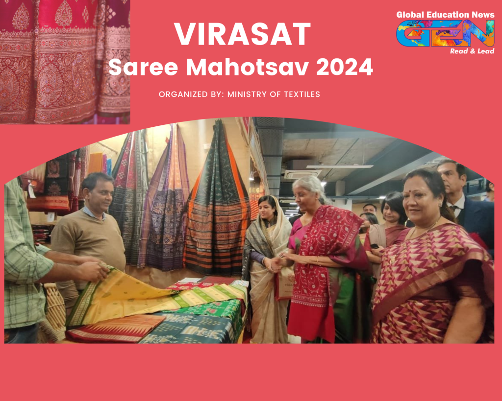 Viraasat Sari Festival 2024, Handloom Haat, New Delhi, Indian handloom, sustainable fashion, traditional weaving, handwoven saris, Indian textiles, handloom heritage, sari exhibition