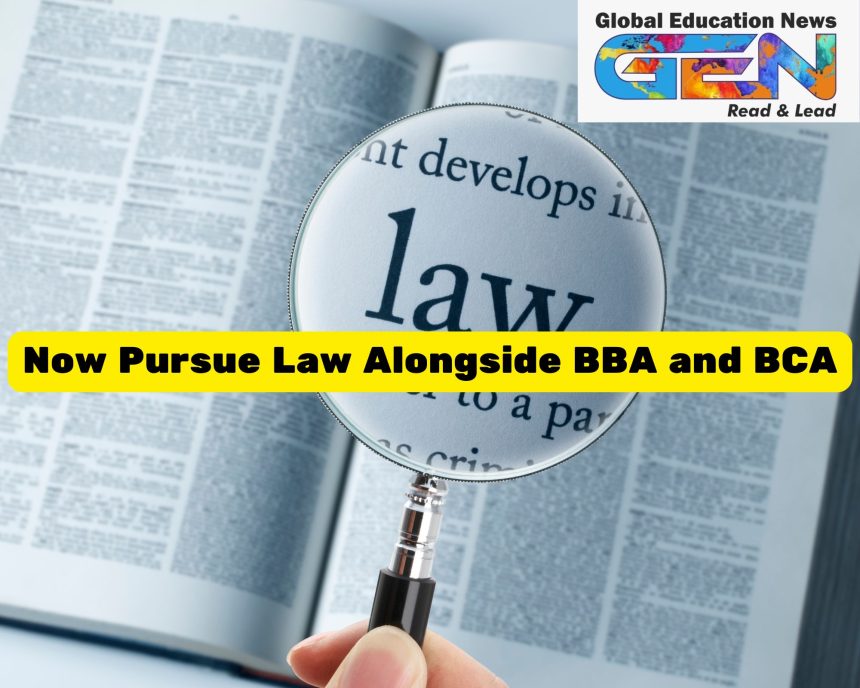 Law with BBA, Law with BCA, dual degree law program, integrated law program, law and business, technology law, career in law, corporate law, legal education, law for business professionals.