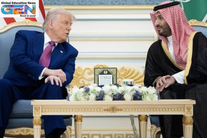 Trump Saudi investment 2025, $142B arms deal, India climate displacement, NOAA budget cuts 2025, AI-powered balloons, Saudi Vision 2030, Middle East peace efforts, Assam floods 2024, Cyclone Dana impact, global forecasting crisis.