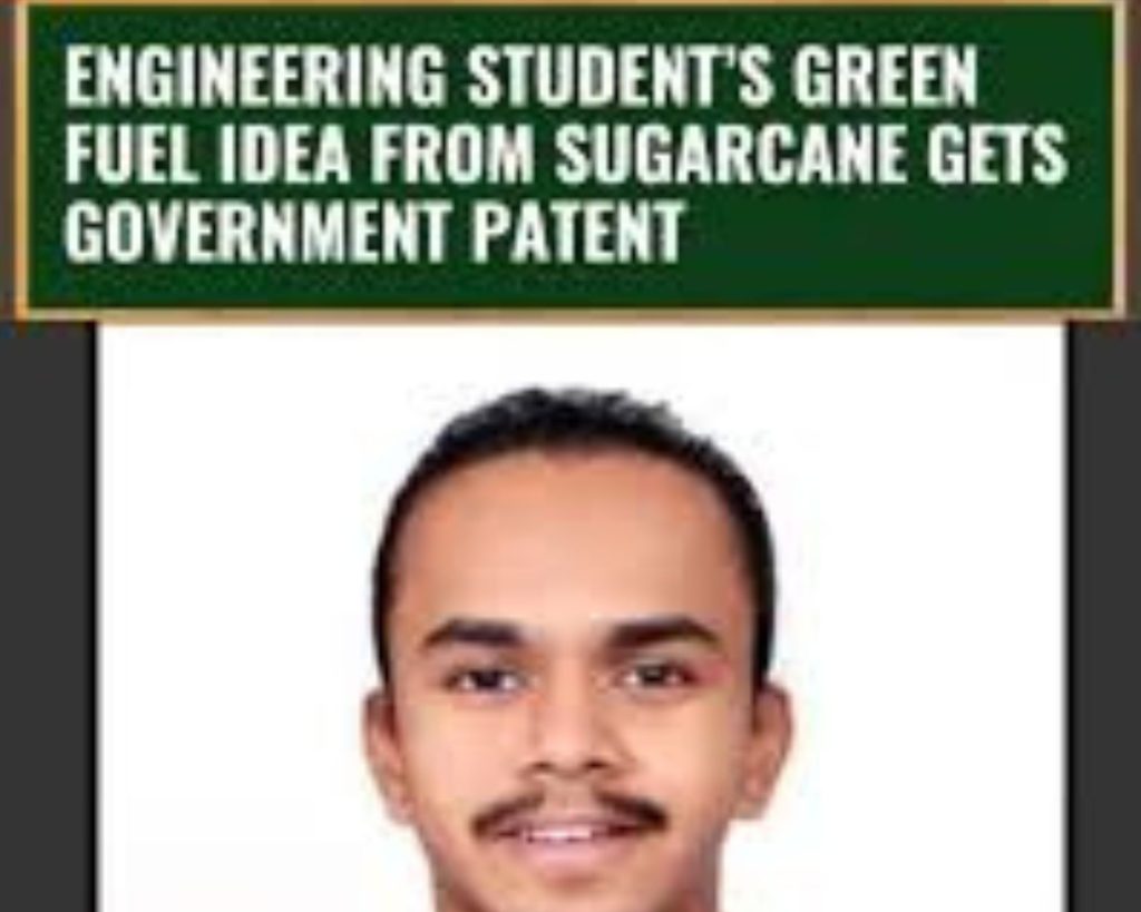 eco-friendly fuel 2025, sugarcane biofuel, green energy innovation, sustainable fuel patent, sugarcane bagasse fuel, renewable energy India, clean energy solutions, biofuel technology, engineering student invention, environmental sustainability