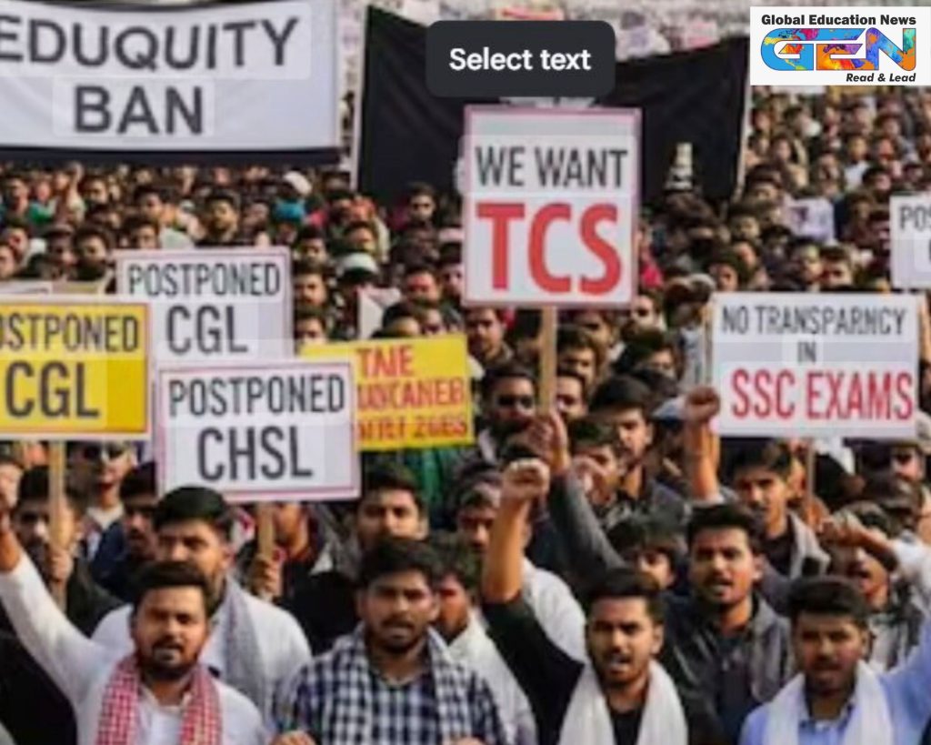 SSC Phase 13 exam protest, SSC mismanagement, fair recruitment process, technical glitches 2025, paper leak SSC, Delhi Chalo protest, SSC CGL 2025 concerns, student protests Delhi, Eduquity vendor, SSC reforms, education news