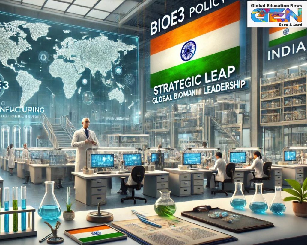 BioE3 Policy 2024, India biomanufacturing hubs, bioeconomy growth, Atmanirbhar Bharat, green growth, biotech startups, fermentation-based medicines, LiFE initiative, sustainability, current affairs, UPSC current affairs, education news, UPSC 2026