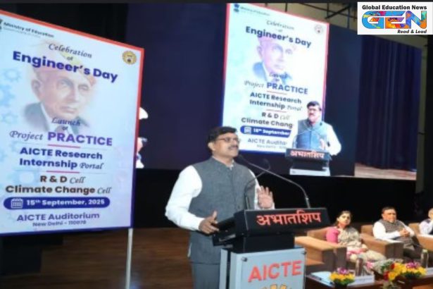 AICTE Project PRACTICE 2025, AICTE Research Internship ARI Portal, mandatory R&D Climate Cells, Engineers Day AICTE launches, 20 lakh students skill initiatives, engineering employability reforms India, AI tools for students AICTE, tier-2 tier-3 colleges transformation, education news