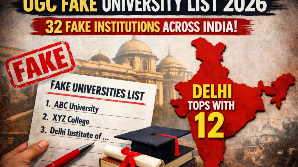 UGC fake universities list 2026, Rajeev Gandhi Institute of Technology and Management fake, Rajasthan fake university Alwar, UGC blacklisted institutes 2026, 32 fake universities India, verify UGC recognised universities, avoid fake degree scams, higher education alerts March 2026