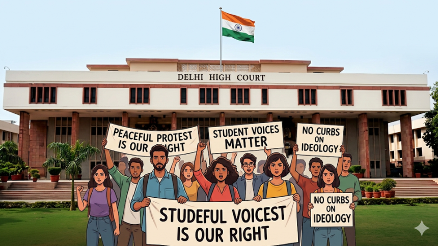Delhi High Court university cannot restrict peaceful expression, AUD student suspension quashed 2026, student right to peaceful protest India, Delhi HC campus freedom ruling March 2026, universities ideological differences student dissent, Article 19(1)(a) and (b) campus protest, Justice Jasmeet Singh Ambedkar University judgment, higher education institutions free speech India
