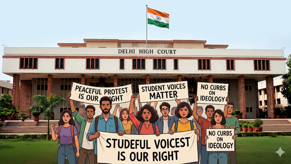 Delhi High Court university cannot restrict peaceful expression, AUD student suspension quashed 2026, student right to peaceful protest India, Delhi HC campus freedom ruling March 2026, universities ideological differences student dissent, Article 19(1)(a) and (b) campus protest, Justice Jasmeet Singh Ambedkar University judgment, higher education institutions free speech India