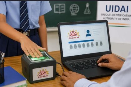 UIDAI mandatory biometric update 2026, Aadhaar biometric update for children, UIDAI school children Aadhaar update, 2 crore Aadhaar biometric updates, UIDAI 2 crore MBU, Mandatory Biometric Update MBU, Aadhaar MBU for schoolchildren, Aadhaar update age 5 and 15, Aadhaar biometric update age 15, Aadhaar biometric update age 5, UIDAI school campaign 2026, UIDAI latest news 2026, Aadhaar update for students, Aadhaar biometric update free for children, UDISE+ Aadhaar integration, school Aadhaar update camp, Aadhaar update for NEET JEE CUET, UIDAI education initiative, Aadhaar education news India, school children Aadhaar update