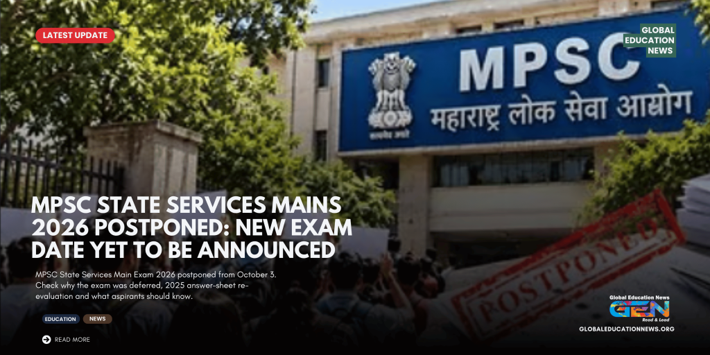 MPSC State Services Main Exam 2026, MPSC exam postponed 2026, MPSC State Services Mains 2026, MPSC Rajyaseva Mains 2026, MPSC October 3 exam postponed, MPSC new exam date 2026, MPSC exam latest news, MPSC 2026 latest update, MPSC 2025 answer sheet re-evaluation, MPSC State Services exam postponed, Maharashtra PSC exam 2026, MPSC Rajyaseva exam 2026, MPSC mains postponed, MPSC exam date 2026, Maharashtra government exam, MPSC aspirants, MPSC recruitment 2026