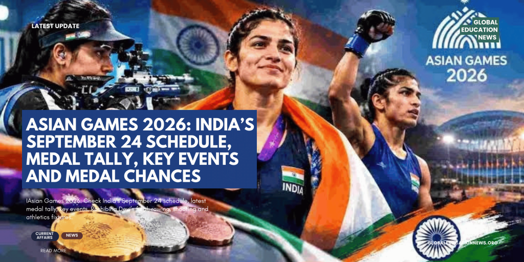 Asian Games 2026, Asian Games 2026 schedule, India Asian Games schedule, September 24 Asian Games schedule, Asian Games 2026 medal tally, India medal tally 2026, Asian Games India medals, Roshibina Devi Asian Games 2026, Balraj Panwar, India rowing Asian Games, Asian Games 2026 medal events, Aichi Nagoya Asian Games 2026