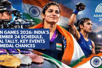Asian Games 2026, Asian Games 2026 schedule, India Asian Games schedule, September 24 Asian Games schedule, Asian Games 2026 medal tally, India medal tally 2026, Asian Games India medals, Roshibina Devi Asian Games 2026, Balraj Panwar, India rowing Asian Games, Asian Games 2026 medal events, Aichi Nagoya Asian Games 2026