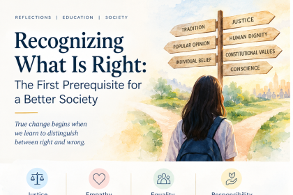 Understanding right and wrong through education, constitutional values, empathy, justice and human dignity is the first step towards building a better society.