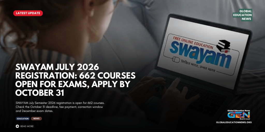 SWAYAM July Semester 2026, NTA SWAYAM registration, SWAYAM exam December 2026, SWAYAM application deadline, SWAYAM 662 courses, SWAYAM exam dates, SWAYAM correction window, SWAYAM admit card 2026.