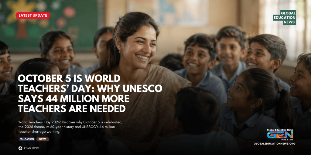 World Teachers’ Day 2026, World Teachers Day 2026 theme, why is World Teachers Day celebrated on October 5, World Teachers Day October 5, World Teachers Day history, World Teachers Day significance, UNESCO 44 million teacher shortage, 44 million teacher shortage, global teacher shortage 2030, teacher shortage worldwide, World Teachers Day theme 2026, Teachers Day 2026, October 5 Teachers Day, UNESCO teacher shortage, ILO UNESCO teacher recommendation, global education crisis, teacher shortage crisis, education news worldwide, teachers shortage 2026