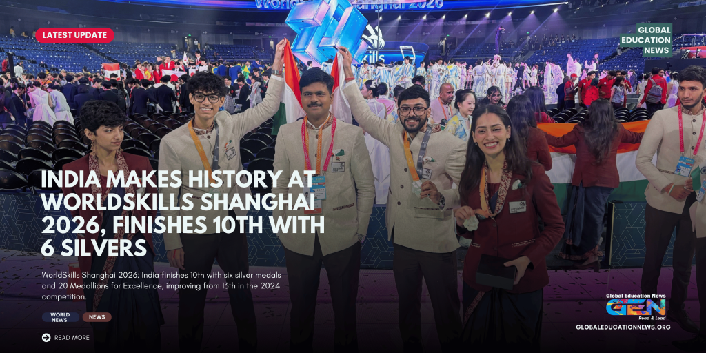 What is WorldSkills Shanghai 2026? Where did India rank at WorldSkills Shanghai 2026? How many medals did India win at WorldSkills 2026? How many silver medals did India win at WorldSkills Shanghai 2026? How many Medallions for Excellence did India win? Who won silver medals for India at WorldSkills Shanghai 2026? Who is Smriti Nambiar? Who won the Bakery silver medal at WorldSkills 2026? Which skills did India win silver medals in at WorldSkills 2026? How many competitors represented India at WorldSkills Shanghai 2026? How many skills did India compete in at WorldSkills 2026? What was India’s rank at WorldSkills 2024? Did India improve its WorldSkills ranking in 2026? What are Medallions for Excellence at WorldSkills? Which new skills did India enter at WorldSkills Shanghai 2026? What is the WorldSkills Competition? WorldSkills Shanghai 2026 results India WorldSkills 2026 results India medals at WorldSkills 2026 WorldSkills 2026 India medal winners