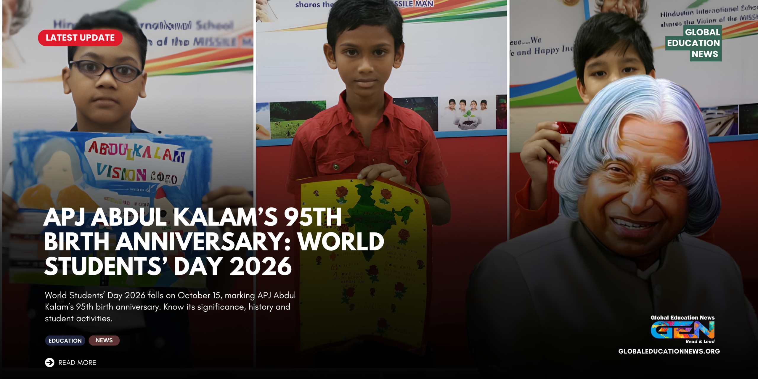 APJ Abdul Kalam 95th birth anniversary, World Students’ Day 2026, October 15 World Students’ Day, APJ Abdul Kalam birthday, Dr Kalam education legacy, World Students’ Day significance, science education in India, student innovation, youth development, APJ Abdul Kalam biography Tags: APJ Abdul Kalam, World Students’ Day 2026, Education News, Science Education, Student