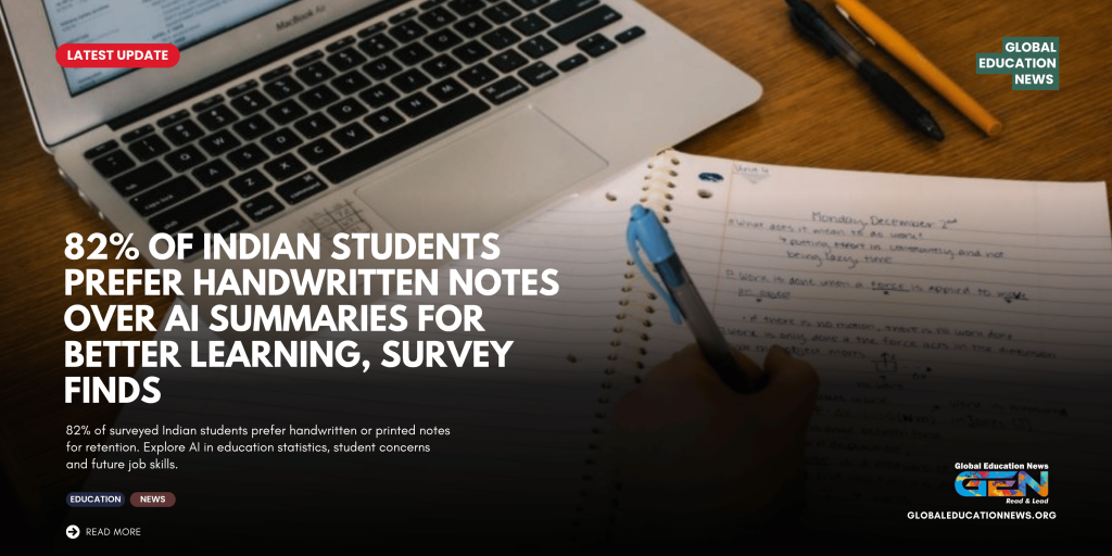 Indian Students AI Survey 2026, AI in Education India, 82 Percent Students Handwritten Notes, AI and Deep Learning, AI Study Tools, Handwritten Notes vs AI Summaries, Student Learning Statistics, AI Career Opportunities, Future Skills for Students, AI Literacy, Critical Thinking Skills, Education Technology India
