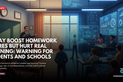 World Development Report 2026, generative AI in education, student learning outcomes, AI homework scores, AI impact on students, artificial intelligence in schools, AI and examination performance, student critical thinking, AI education policy India, responsible AI use in education