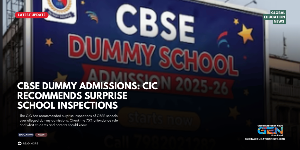 CBSE dummy admissions, CIC surprise inspections CBSE schools, CBSE attendance rules 2026, Sudha Rani Relangi CIC, CBSE 75 percent attendance rule, CBSE board exam eligibility, dummy school admissions India, CBSE school inspection news, CBSE attendance shortage rules, CBSE Class 10 attendance, CBSE Class 12 attendance